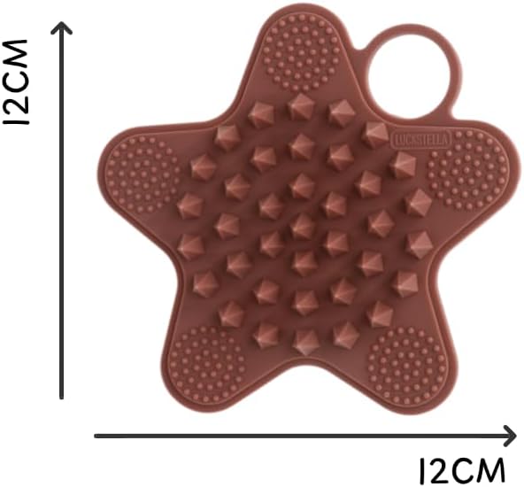 LUCKSTELLA 100% Silicone Dual-Sided Shower Brush – Star-Shaped Body Scrubber & Scalp Massager, Gentle for Hair & Skin (Coffee)