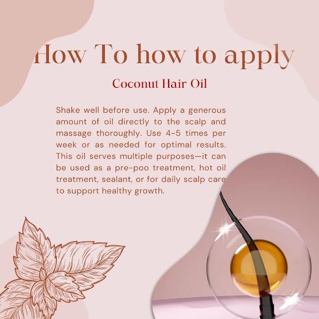 Coconut Hair Care Oil - Organic Coconut Oil for Skin, Hair, and Body, 100% Pure and Natural Hair Oil for Hair Growth, Scalp Nourishment, Damage Repair, and Hydration, Hair Tonic - (4 Fl Oz)