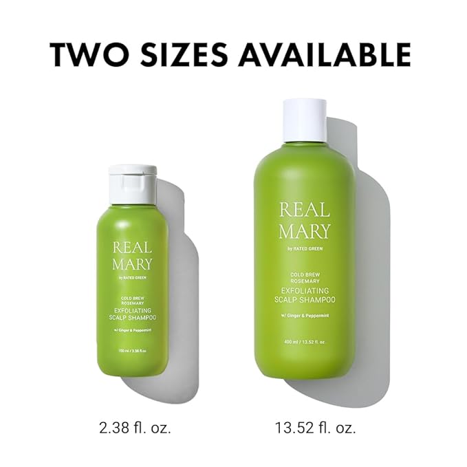 RATED GREEN Real Mary Exfoliating Dry Scalp Shampoo, 13.52 fl oz - Organic Rosemary Hair for Itchy , Gentle Scalp Moisturizer, with Ginger & Peppermint Oil