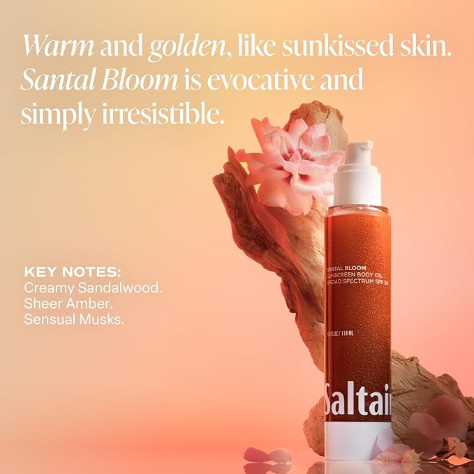 Saltair SPF Body Oil - Broad Spectrum SPF 50 PA++++ Sunscreen. Lightweight Dry Oil with Sun Protection and Moisturizing Kukui & Mongongo Extracts. Santal Bloom Scent, 4floz Vacation Essential