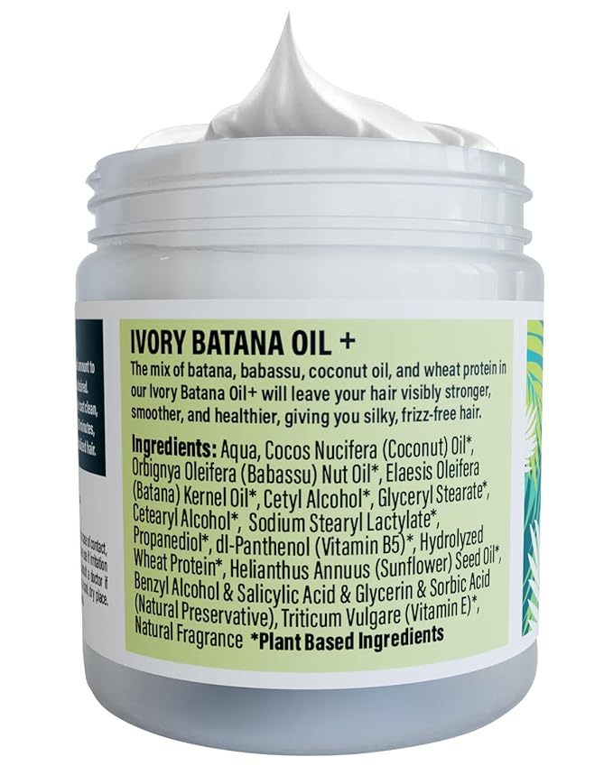Ivory Batana Oil for Hair Growth Dr Sebi Organic - Authentic Batana Hair Mask from Honduras - Natural Hair Growth Product - Coconut Aroma - 4oz Jar
