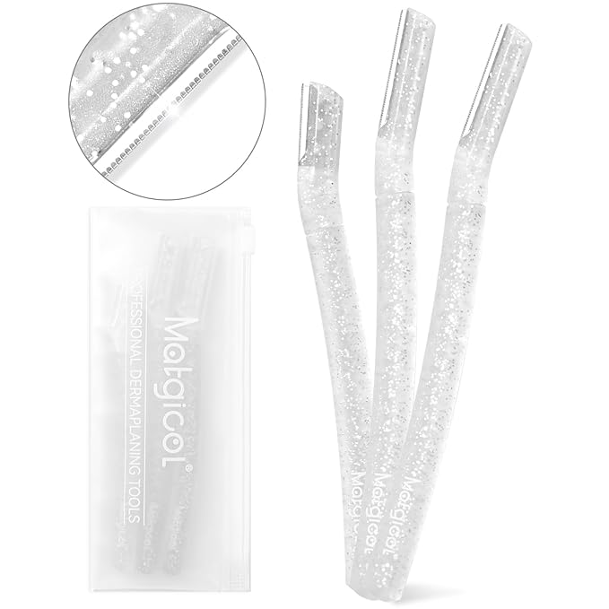 Women’s Dermaplane Razor for Face & Eyebrow - Anti-Cutting Japanese Blades for Eyebrow and Facial Hair Removal, Achieve Silky Skin and Perfect Brows (Transparent, 3 Count)