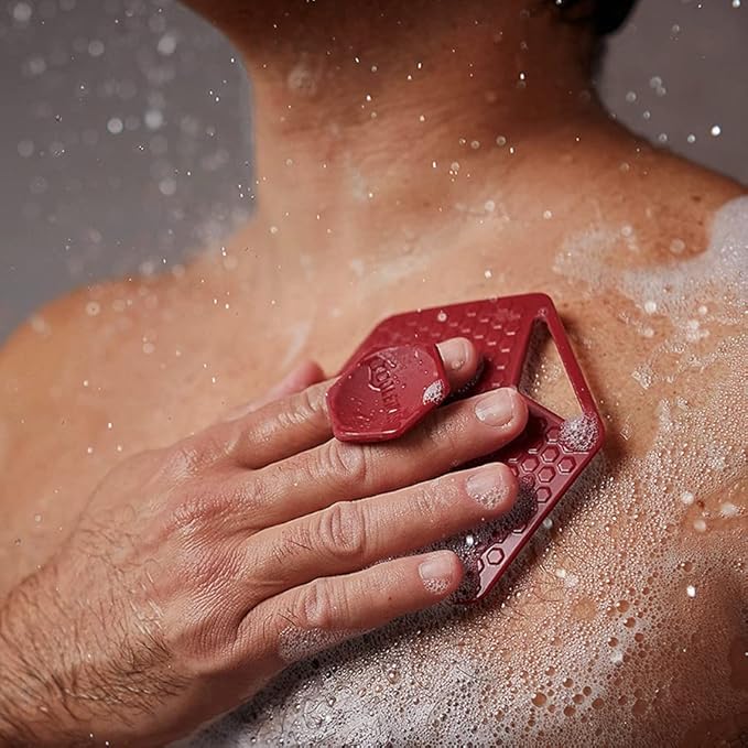 Tooletries Body Scrubber - Silicone Exfoliating Scrubber - Bathroom & Shower Accessory for Durable, Long Lasting Body Wash for Men - Burgundy