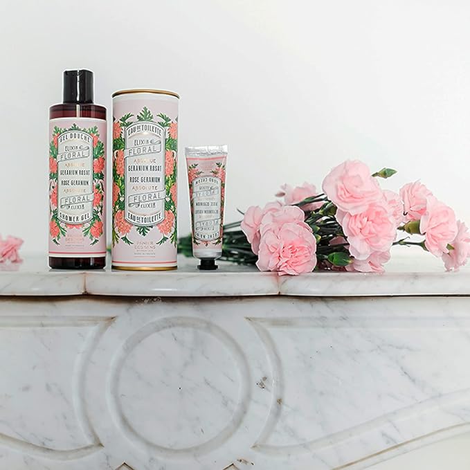 Panier des Sens - Rose Geranium Shower Gel - Foaming Body Wash Women & Men - Moisturizing Body Soap with Glycerin, Olive Oil - 95% Natural Ingredients Body Care - Vegan Liquid Body Wash - 8,45 floz