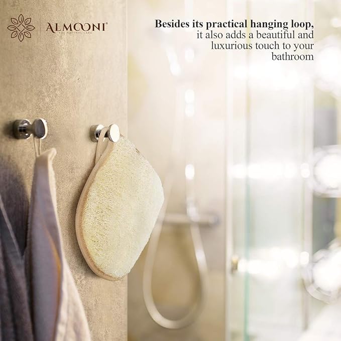 Premium Exfoliating Loofah Glove Pad Body Scrubber. Our Mitt Gloves are Made of Natural Egyptian Shower Loufa Sponge That Gets You Clean, Not Just Spreading Soap (2 Pack)