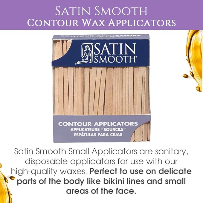 Satin Smooth Wax Sticks for Hair Removal – Contour Wax Applicator Sticks Wooden Waxing Stick Spatulas for Eyebrows & Facial Waxing, 200 ct, 2 Pack