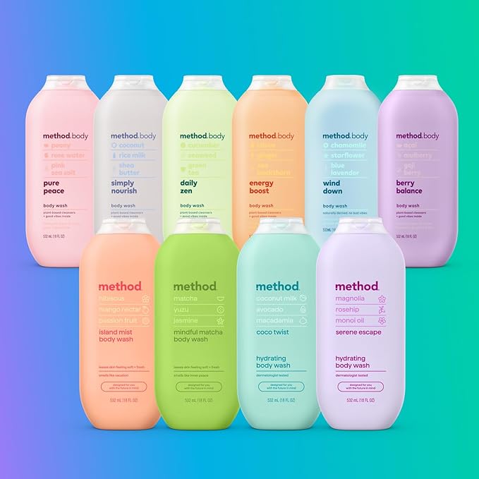 Method Body Wash, Daily Zen, Paraben and Phthalate Free, 18 oz (Pack of 6)