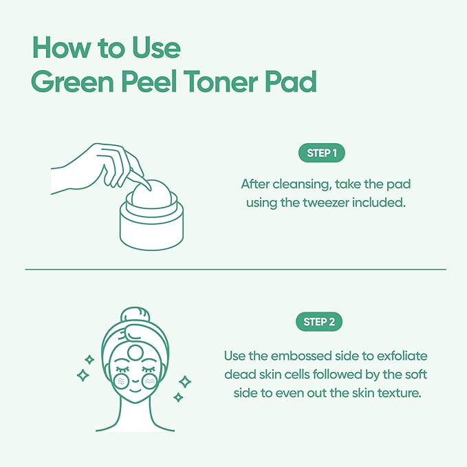 BANILA CO Clean it Zero Green Peel Toner Pad | Vegan Korean Dual Textured for Gentle Exfoliating | Green Complex and LHA to Even Skin Texture and Remove Sebum | Hypoallergenic, Alcohol-Free (70ea)