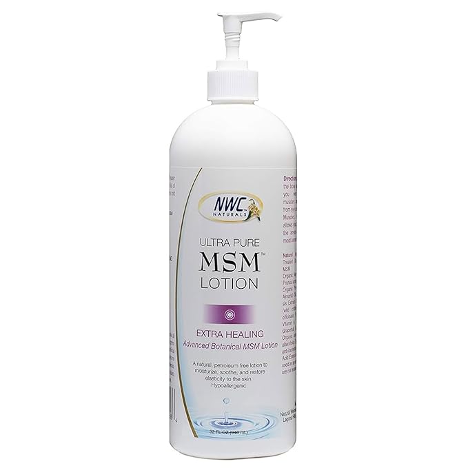 NWC Naturals Ultra-Pure MSM Lotion, All Natural, Hypoallergenic, Extra-Healing, Nourishing Body Lotion 32 Ounces