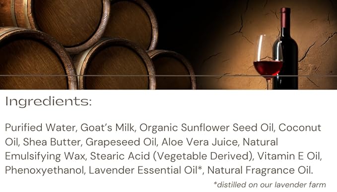 LAVENDER LANE Black Cherry Merlot Hand & Body Lotion, 9 oz - Soothing Goat's Milk, Moisturizing Shea Butter, Grown & Made in USA