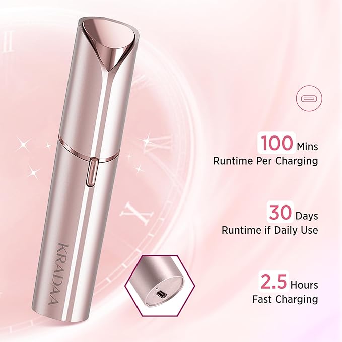 Facial Hair Removal for Women - Painless Facial Hair Remover - Electric Hair Removal Device for Face Lips Peach Fuzz with Light (Rose Gold)