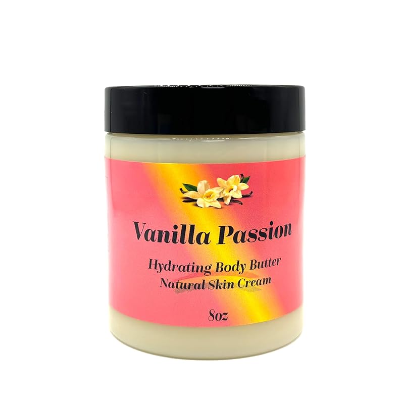 Ultra-Soft Shea Body Butter, Dry Skin Cream for Radiant Moisturized Skin, Natural Hydrating Body Lotion with Aloe Vera, Argan Oil, Rosehip Oil, (Vanilla Passion, 8oz)