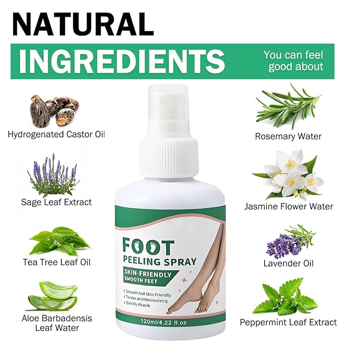 Peele Foot Spray, Peele Instant Foot Peeling Spray, Exfoliating Foot Mask For Summer, Instantly Remove Dead Skin, Hydrate & Nourish, Exfoliate Dry, Rough Skin (3 pcs)