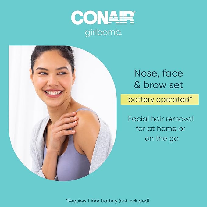 Conair GIRLBOMB Nose Hair Trimmer for Women, Face Hair Removal for Women, Battery Operated, Packaging May Vary
