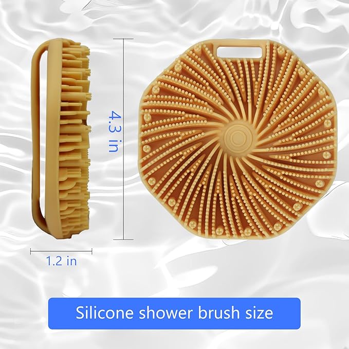 Silicone Body Scrubber – Exfoliating Body Brush for Shower, Soft Silicone Scrub for Men & Women, Shower Scrubber for Skin Care, Body and Face Scrub (Orange)