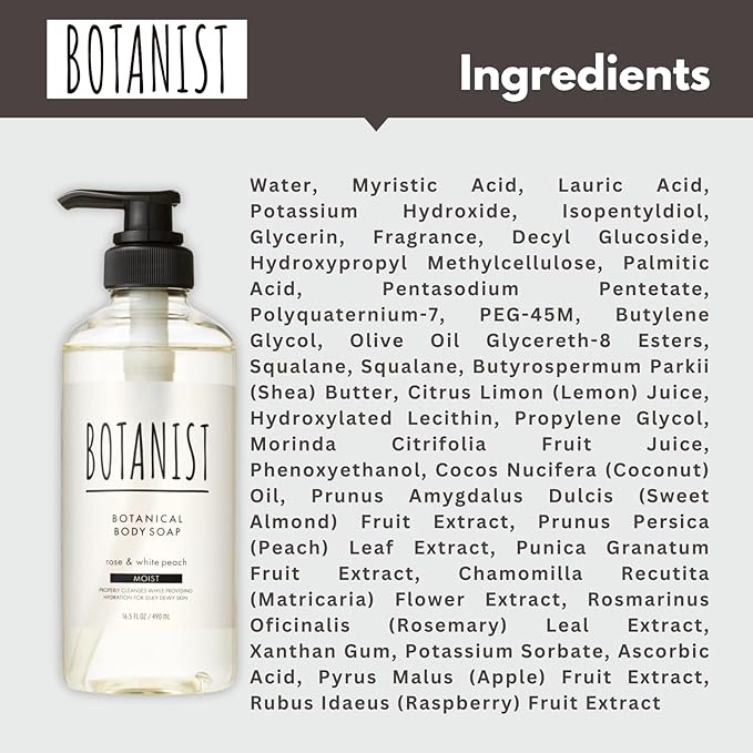 Sensitive Skin Body Wash for Women, Hypoallergenic Body Wash with Shea Butter & Aloe Extract, Hydrating Shower Gel, Sulfate & Paraben Free BODY WASH in Japan 16.5Fl Oz Rose & White Peach 2EA