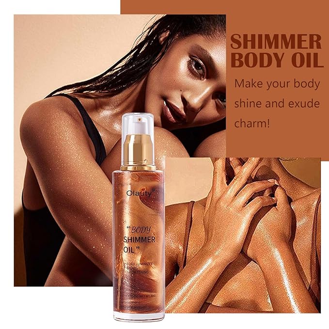Shimmer Body Oil, Highlighter Makeup Smooth Glitter Glow