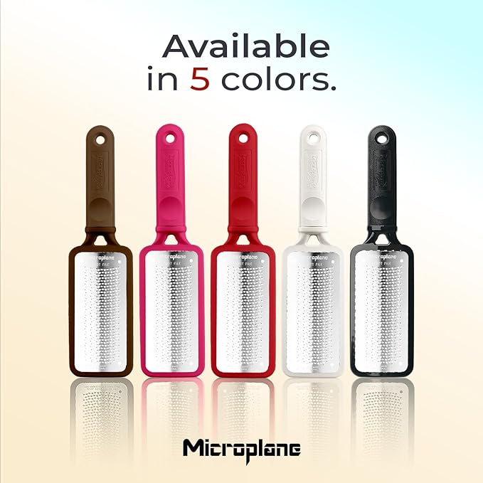 Microplane Colossal Foot File Scraper - The Original Stainless Steel Foot Rasp, Dead Skin/Callus Remover for Feet, Gentle Foot Scrubber, Pedicure Tools for Salon-Quality Foot Care, Red