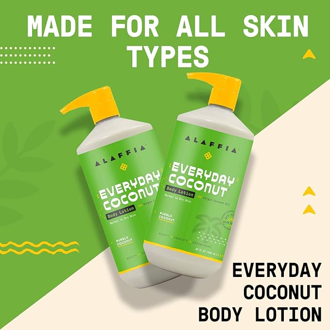 Alaffia EveryDay Coconut Hydrating Body Lotion, Normal to Dry Skin, Moisturizing Support for Soft & Supple Skin, Coconut Lime, 32 Fl Oz