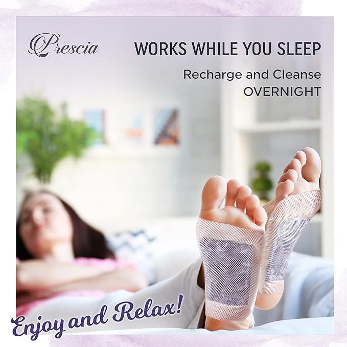 Prescia Lavender n’ Rose Foot Pads - Natural Bamboo Vinegar Cleansing for Relaxing Foot Care, Swelling Removal - Aromatic Herbs, Easy-to-Use, 20 Pack - Body Cleansing, Self-Care, Health, and Healing