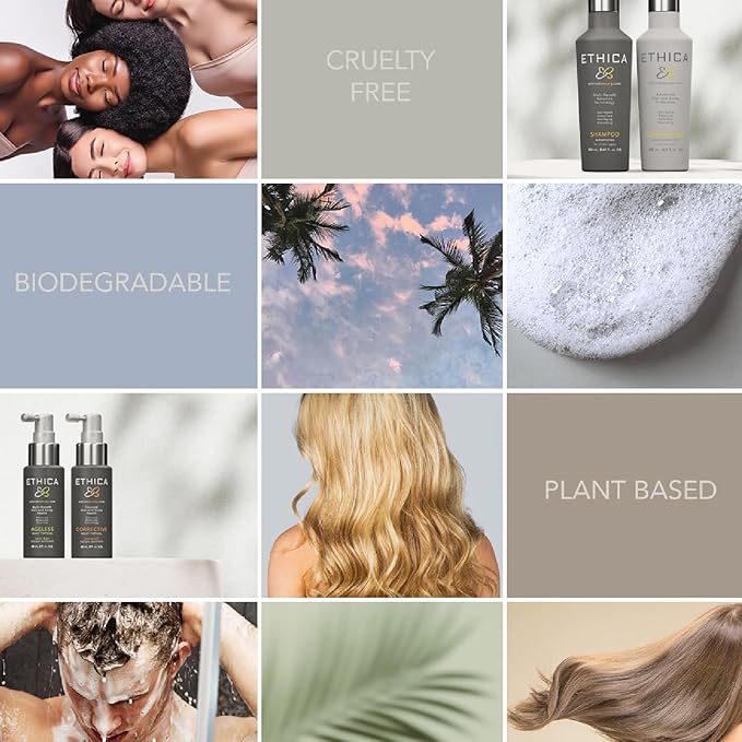 Sulfate-Free Salon-Grade Anti-Aging Moisturizing Shampoo, Hypoallergenic Scalp & Hair Growth Formula, For All Hair Types - Paraben Free, Gluten Free, Fragrance Free, 8.45 oz