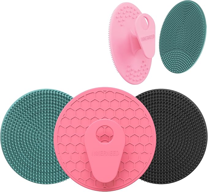 INNERNEED Food Grade Silicone Body Scrubber Gentle Exfoliating Brush for Women Men Deep Clean for All Skin Types, More Hygienic and Well Lather (Black+Dark Green+Pink)