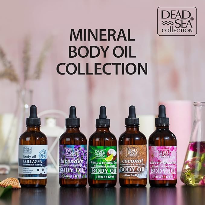 Dead Sea Collection Body Oil for Dry Skin - Retinol & Vitamin E, A Moisturizing Oil for Face, Anti-Aging - Skin Elasticity Support, Renews Skin Surface & Softens Pack of 2 (4 Fl. Oz Each)