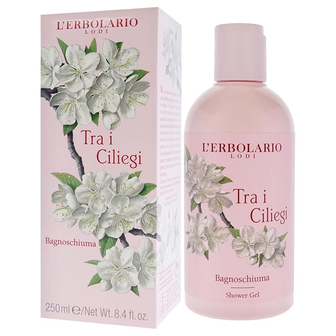 L'Erbolario Shower Gel – Firming and Protecting Floral Body Wash - Cherry Blossom Body Soap for Radiant and Toned Skin - Tra i Ciliegi - 8.4 oz