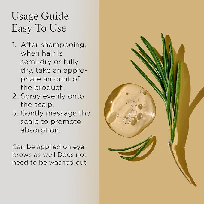 Rosemary Water Spray for Hair Growth, Rosemary Hair Growth Scalp Spray With Rice Water & Batana Oil, Biotin, Citrus Peel and Mint to Strengthen Strands and Promote Hair, 4.2 fl oz (Clear)