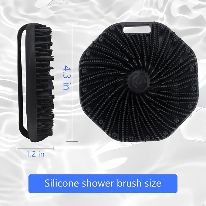 Silicone Body Scrubber – Exfoliating Body Brush for Shower, Soft Silicone Scrub for Men & Women, Shower Scrubber for Skin Care, Body and Face Scrub (Black)