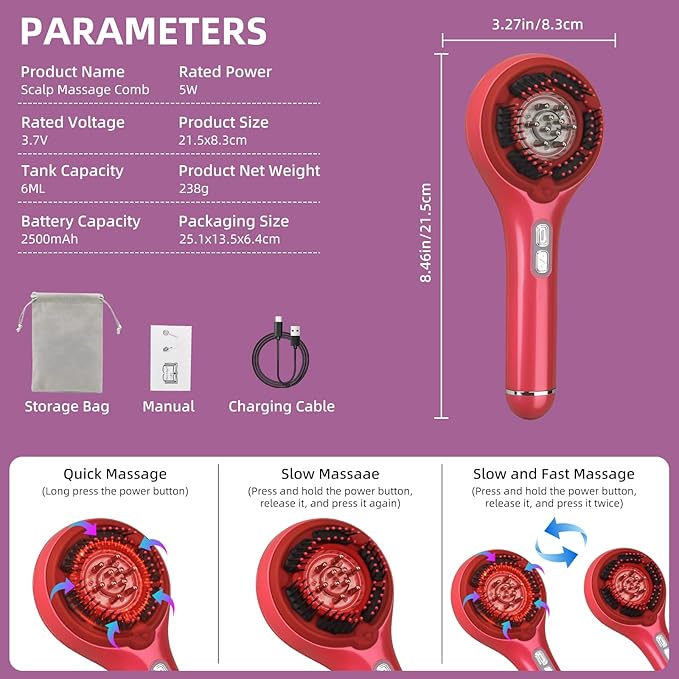 hair growth brush stimulator,hair oil massager scalp oil brush IPX5 proof Electric Scalp Massager,3 Massage Modes