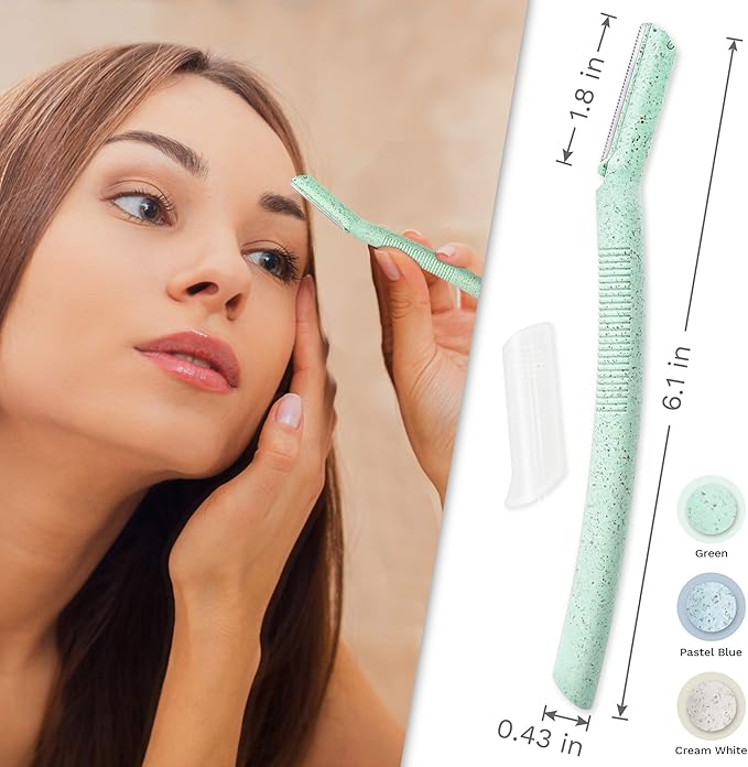 ENNVA 3pcs Dermaplane Facial Hair Removal Razor for Women - Anti-Cutting Protective Blades, Ergonomic Handle, Hygienic Disposable Blades