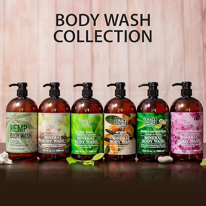Dead Sea Collection Hemp Body Wash for Women and Men – Hemp Oil Infused with Dead Sea Minerals – Moisturizing Shower Gel for Dry & Sensitive Skin – 33.8 fl oz