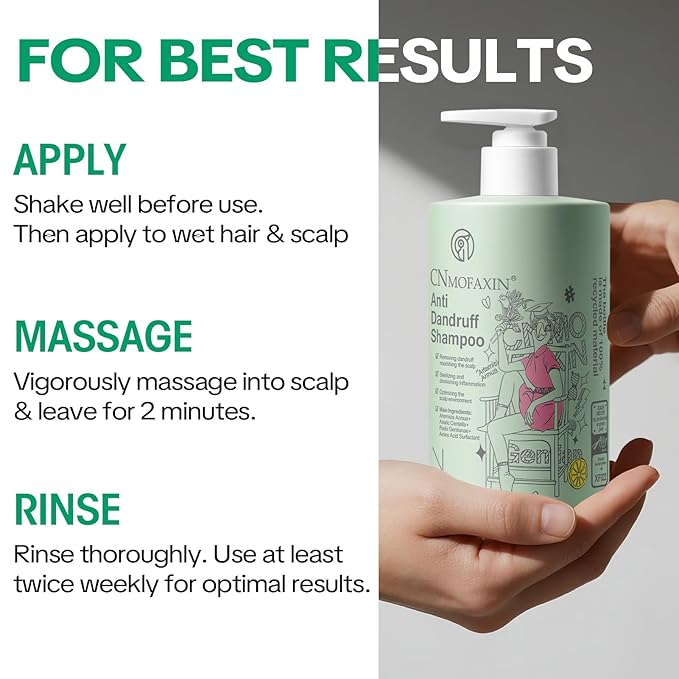 Anti Dandruff Shampoo - Scalp Deep Cleansing, Excess Sebum Care, Natural Ingredients - For Women & Men, Soothes Itchy, Dry Scalp, 16.8 fl.oz