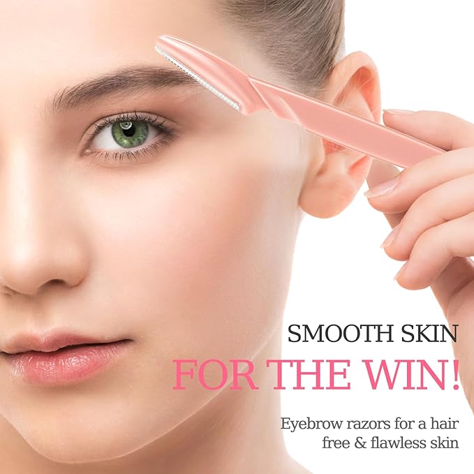 40pcs Eyebrow Razor for Women, Face Shaver Kit Dermaplaning Tool for Peach Fuzz Removal, Stainless Steel Blades with Protective Covers | Eyebrow Trimmer, Facial Hair Removal (Terracotta)