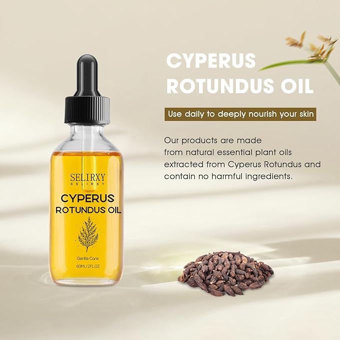 Cyperus Rotundus Oil, Natural Botanical Oil for Sensitive Skin & After Shaving Care, Lightweight Moisturizing Body Oil for Men and Women, 60ML