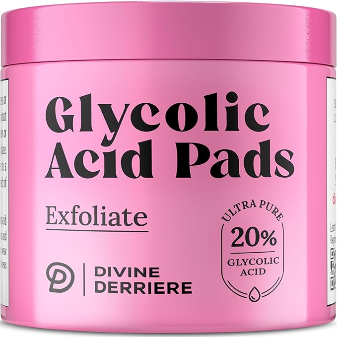 Glycolic Acid Pads with Vitamin C - Toner Pads for Face Cleansing With Tea Tree Oil - Exfoliating Pads with 20% AHA & Vitamins E, B3, B5 - Facial Peel Resurfacing Pads, Glycolic Acid Peel (50)