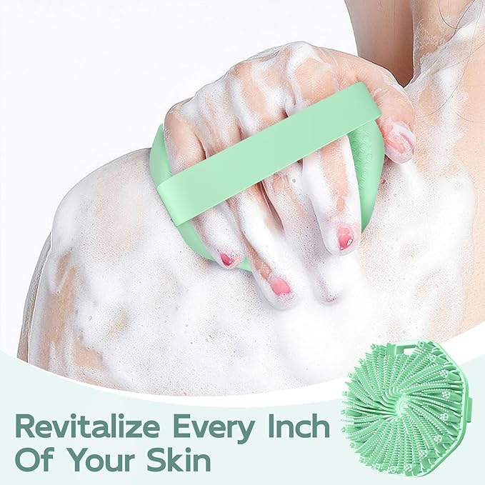 Silicone Body Scrubber, Exfoliating Body Wash Scrubbers Exfoliator, Shower Body Brush for Effective Showering Exfoliation and Gentle Massage (Green)
