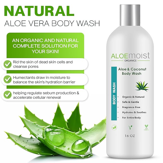 All Natural Body Wash for Women, Men, Kids: Huge 16 oz. Non Toxic Organic Shower Gel Moisturizing Sensitive Skin Body Wash, Clean Vegan Ingredients Aloe Vera, Coconut, Honey, Vitamin E, Fragrance Free