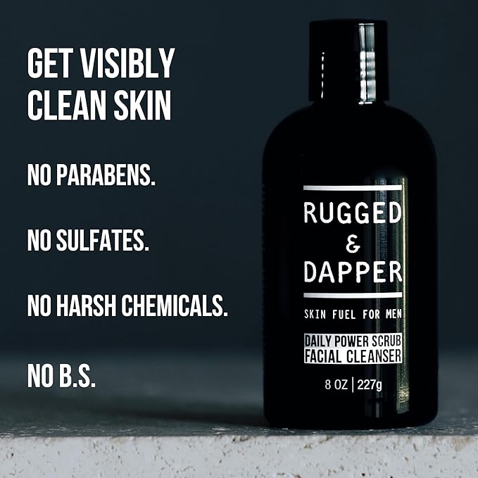 RUGGED & DAPPER - Daily Mens Face Wash + Scrub - 5 Month Supply - Deep Exfoliating Cleanser - Prevents Breakouts - Acne Face Wash Men's - USA Made with Natural Ingredients
