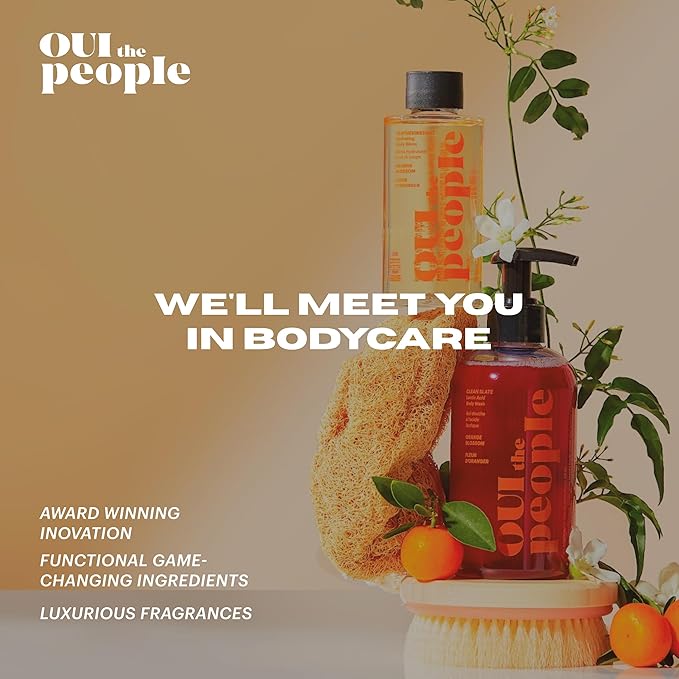 OUI the People CLEAN SLATE Lactic Acid Body Wash, AHA Body Wash, Glycolic & Lactic Acid Serum & Face Cleanser, Gentle Exfoliation & Face Moisturizer for Smoother Texture and Even Skin Tone, 8.4 oz