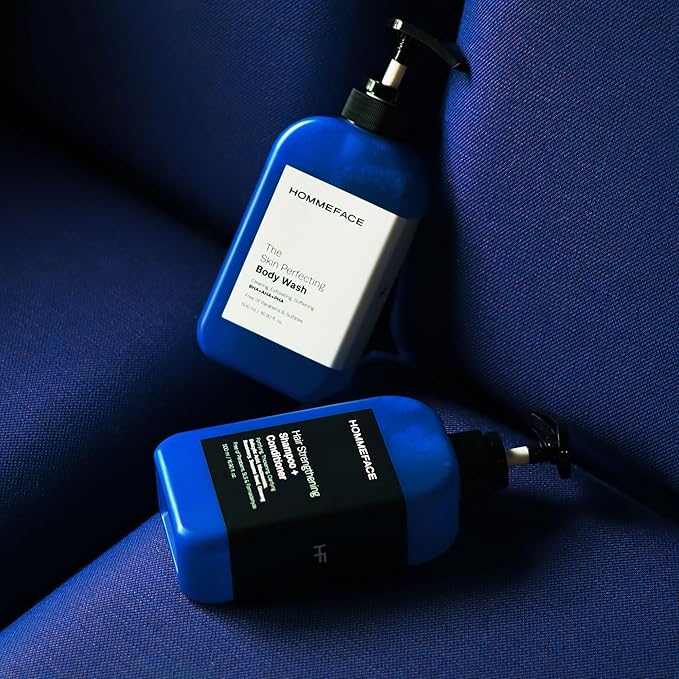 HommeFace 2-in-1 Hair Strengthening Shampoo + Conditioner for Men, 16.9 Fl. Oz. - Hair Thickening, Scalp Exfoliating, Volumizing for Reduced Shedding, Density & Shine