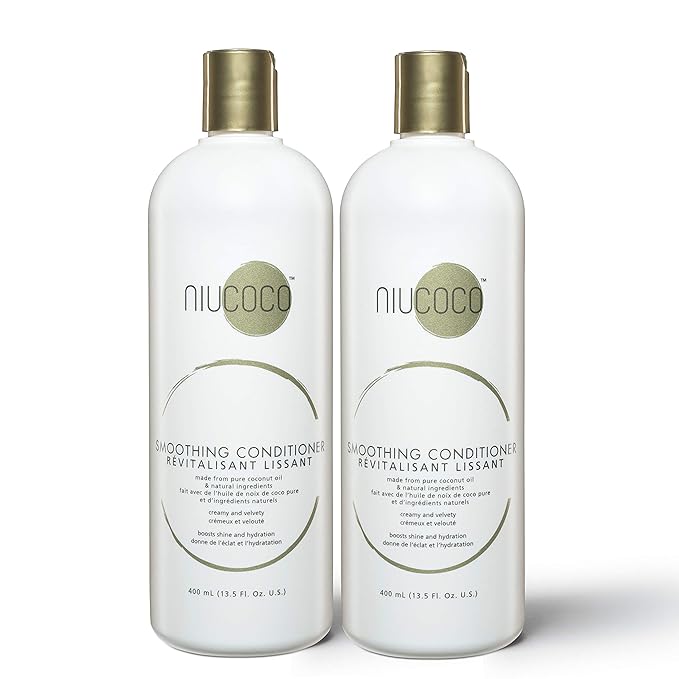 Natural Coconut Oil Smoothing Conditioner (400ml - 2 Pack) | Chemical Free, Hydrating, Moisturizing Formula for Dry, Damaged, Hair | Safe on Color Treated Hair | Professional Salon Quality