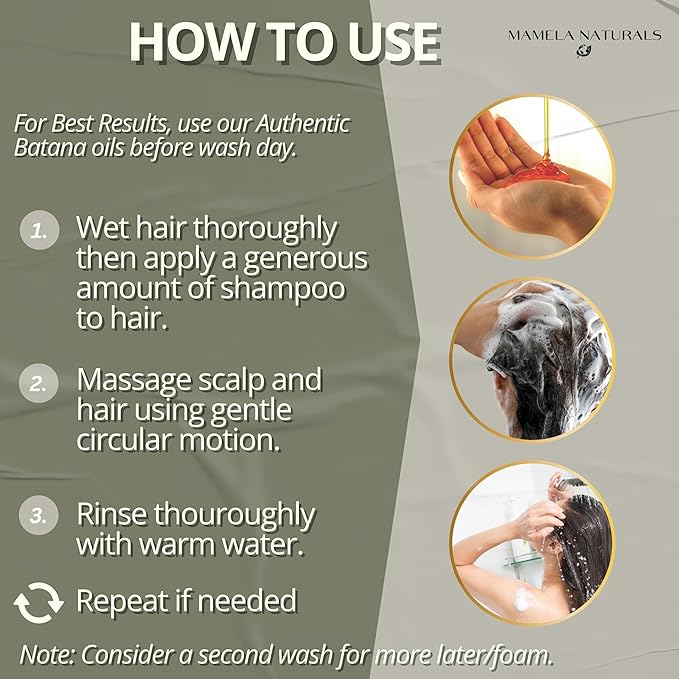 Batana Oil for Hair Growth Shampoo with Rosemary - Sulfate and Paraben Free Batana Oil Shampoo - Nourishing, Rejuvenating shampoo for thinning hair - 8 fl oz - For All Hair types