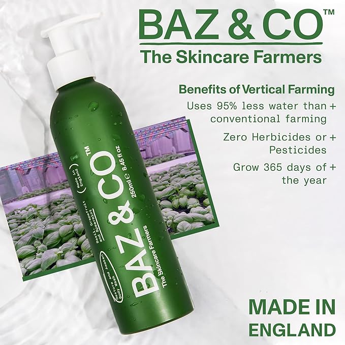 BAZ & CO Mens Moisturizing Body Wash - Restore and Awaken Body Wash for Men 8.45 Fl Oz with Basil, Grapefruit and Spearmint