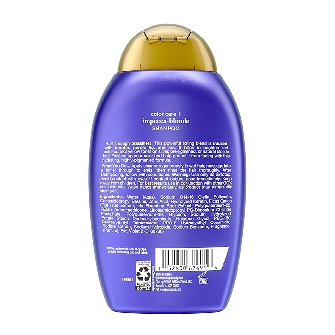 OGX Impecca-Blonde Purple Toning Shampoo, 13 fl oz