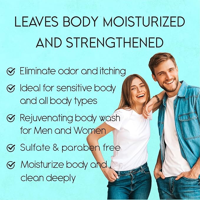 AnatoliaDaphne Fresh Ice Peppermint Body Wash and Shower Gel for MEN with Vitamin E for Jock Itch, Eczema, Ringworm, Body Odor, Body Wash Men with Added Body Oils, LARGE 20.2 FL Oz Bottle