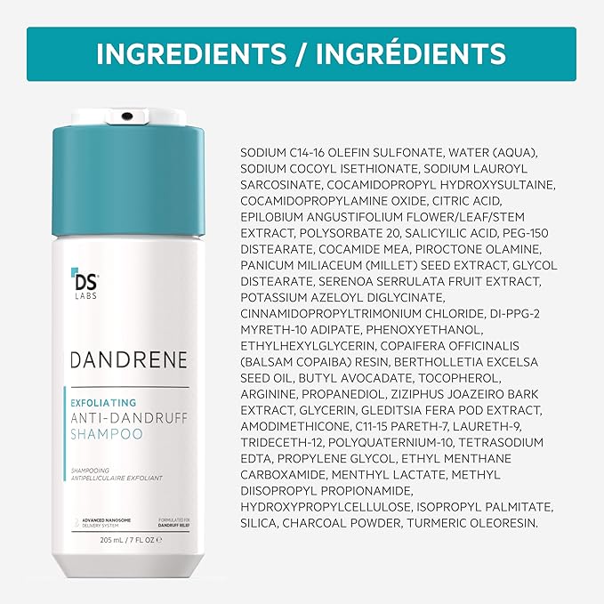 DS LABORATORIES Dandrene Anti-Dandruff & Revita Exfoliating Shampoo - For Itchy, Dry Scalp & Dandruff Treatment, Hair Thickening With DHT Blocker & Biotin
