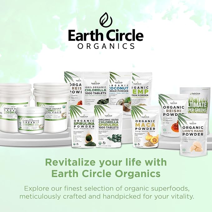 Earth Circle Organics Premium Ultra-Pure UNREFINED Cold Pressed Organic Extra Virgin Coconut Oil - Gluten-Free, Keto & Paleo Friendly - Pure Oil for Skin & Hair Care, Cooking, Baking & More - 5 Gallon