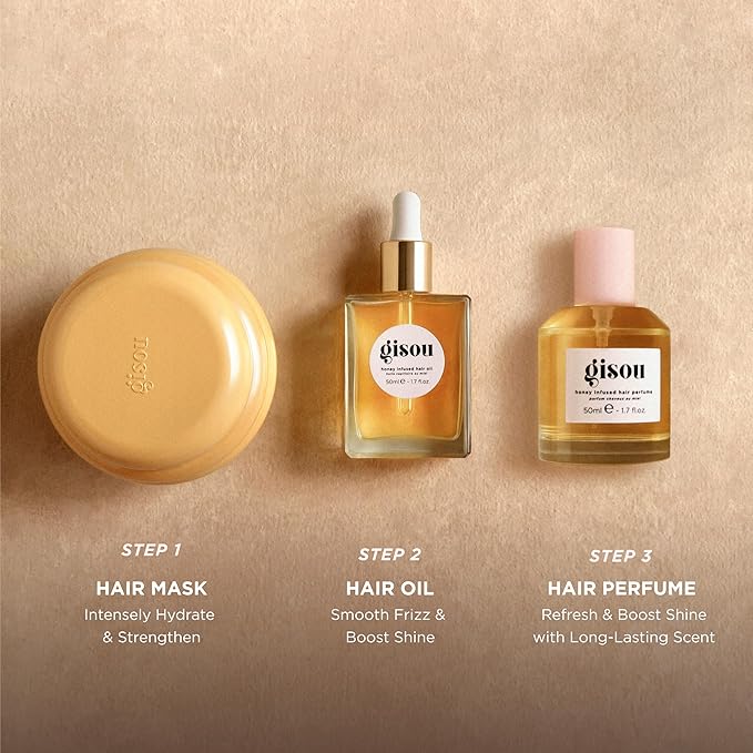 Gisou Honey Infused Hair Oil, Award-Winning Hydration, Frizz Control & Shine Treatment, Mirsalehi Honey & Botanical Oils, Heat Protection up to 450°F, All Hair Types (50ml)